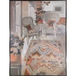 (lot of 2) Jean Sardi (French, b. 1947), Interior Scenes, oils on canvas, each signed lower right,