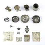 (lot of 15) Spanish Colonial silver artifacts, 18th Century, Bolivia, consisting of three tiny