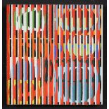 Yaacov Agam (Israeli, b. 1928) "Red Movement," 1962, oil on wood (mounted on black wood backing),