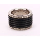 Belle Etoile cubic zirconia, rubber and sterling silver band The sterling silver band, measures