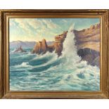 Gladdis Longsreth Copenhaver (American, 1891-1986), Crashing Wave, oil on canvas, signed lower