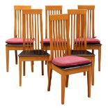 (lot of 6) Italian Modern dining chairs, by Calligaris, each having a spindle back, above a black