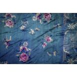 (lot of 4) Group of Asian textiles: two Southeast Asian panels executed with gilt threads and