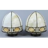 Pair of Arts and Crafts slag glass shades, having a domed form, 8"h x 7"dia.
