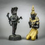(lot of 2) Southeast/South Asian Buddhist figures, the first a Thai votive figure sitting in a