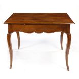 Louis XV style occasional table, having a rectangular top, above a single drawer, continuing to a