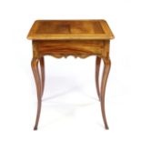 French Provincial style occasional table, having a rectangular top above the single drawer, and