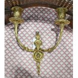 Rococo style gilt metal wall sconce, having two lights