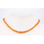 Garnet bead, diamond and 14k yellow gold necklace Featuring (138) graduating garnet beads, ranging