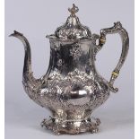 Gorham sterling silver hot water pot, circa 1917, executed in the Rococo style, having a bulbous