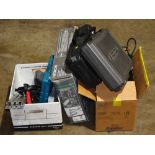 (lot of 10+) Assorted tool group, including a Hitachi nail gun, a Skil saw, drill chargers, a