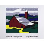 Roy Lichtenstein (American, 1923-1997), "Red Barn II," screenprint in colors exhibition poster,
