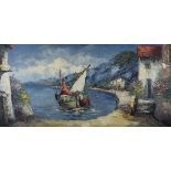 Georgi Alexandrovich Lapchine (Russian, 1885-1950), View of Amalfi Coast, oil on canvas, signed