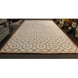 Edward Fields palace size carpet, having orange geometric detail on a white ground, 23'6" x 14'3"