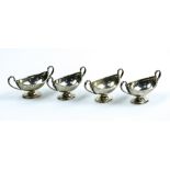 (lot of 4) Victorian silver open salts, Birmingham 1880, by Sheppard, of oval form flanked by