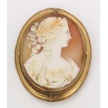 Victorian shell cameo and yellow gold swivel locket pendant-brooch Centering (1) oval shell cameo,