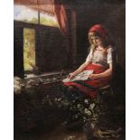 Miss E. F. (Folliott) Powell (British, f. 1887-1893), "Waiting for the Artist," oil on canvas,