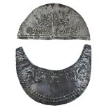 (Lot of 2) Spanish Colonial silver group; including a pectoral plate together with a Chimu, Peru