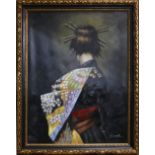 American School (20th century), Oriental Woman in Robe, oil on canvas, signed indstinctly lower