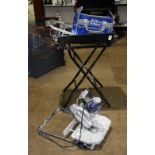 (lot of 3) Kobalt tile cutter and table, together with canvas bag, table 33"h