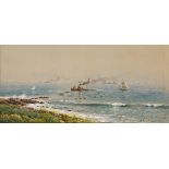 Edmund Darch Lewis (American, 1835-1910), Coastal Scene with Boats, 1903, watercolor, signed and
