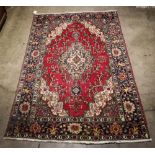 Persian Hamadan carpet, 9'9"x 6'4.5" (wear)