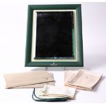 Collection of Rolex mirror and items Including 1) Rolex green leather mirror, measuring