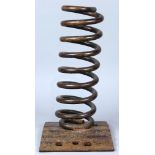 American School (20th/21sts century), Loaded Spring, rod iron sculpture, unsigned, marked on base "