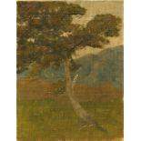 Follower of Arthur Mathews (American, 1860-1945), Tree, on a Hillside, oil on board, unsigned, board