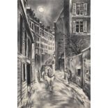 Aaron Bottrod (American, 1907-1992), Untitled (Street Scene with Figures), lithograph, pencil signed