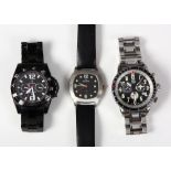 (Lot of 3) Metal wristwatches Including 1) ESQ metal wristwatch (bracelet broken); 1) Bulova