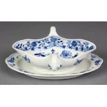 Meissen double handled sauce bowl in the "Blue Onion" pattern, 10"l