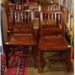 (lot of 8) David Smith Co. side chairs, each having a spindle back, and rising on square legs, 35"h