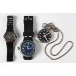 (Lot of 3) Metal rubber wristwatches Including 1) Nixon metal left handed watch; 1) Mondaire