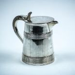 George III silver tankard, London 1877, the finely chased lid and handle depicting stylized wheat