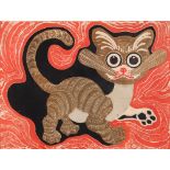 Motoi Oi (Japanese, b. 1910), "Golden Kitten", etching in colors, pencil signed lower right, edition