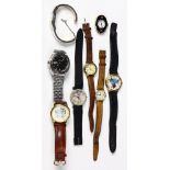 (Lot of 8) Metal wristwatches Including 1) gentleman's Seiko Bell-Matic, 17 jewels, stainless