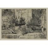 Rembrandt Van Rijn (Dutch, 1606-1669), "The Virgin and Child with Cat and Snake," 1654, etching
