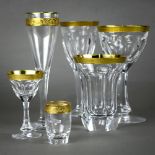 (lot of 22) Moser stemware, each with a gilt rim and faceted body and stem, consisting of (5) red
