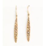 Pair of diamond and 14k rose gold earrings Featuring (18) rose-cut diamonds, set in a 14k rose gold,