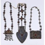 (lot of 3) Group of central Asian jewelry, 20th century, consisting of necklaces, each with a main