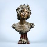 Julien Causse (French, 1869-1914), "Beatrix," spelter sculpture, signed lower back, titled lower