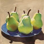 Marie Brumund (American, b.1948), Pears, 2004, watercolor, signed lower right, sheet: 23"h x 22.5"w,