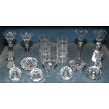 One bin of American and Continental cut crystal and glass table articles, consisting of votifs and