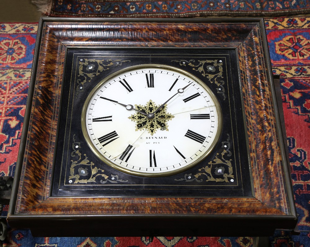French E. Reynaud wall clock circa 1860, having a marquetry decorated border surrounding the white - Image 2 of 2