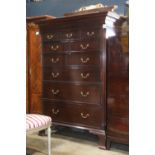 Henkel-Harris chest of drawers, Winchester, Virginia, the 9-drawer case with brass drawer pulls, and