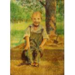 William Carl Stuve (American, 1894-1960), Portrait of a Smiling Farm Boy, 1920, oil on canvas,