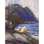 Ralph Davison Miller (American, 1858-1945), Coastal Scene, gouache, signed lower right, overall (