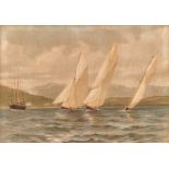 Henry Shields (British, fl.1880 - 1890s), Sailing Ships, lthograph in colors, plate signed lower