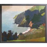 American School (20th century), Monterey Coast, oil on canvas, unsigned, overall (with frame): 65"